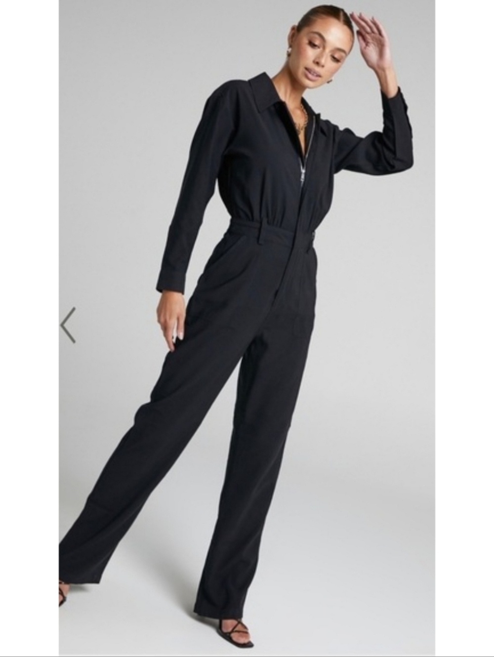 We Wore What Utility Jumpsuit Small | Black Minimalist Cargo Jumpsuit